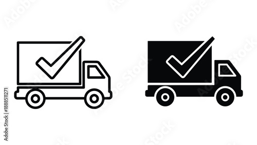 Delivery truck with checkmark icon