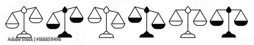  justice scale icons set sword and balance symbols black 