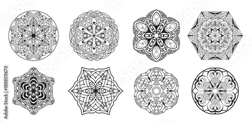 mandala bundle background black and white design concept