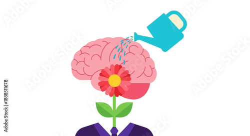 Conceptual illustration showing the process of nurturing the mind and fostering intellectual growth through continuous learning and personal development strategies