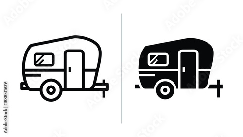 Caravan icon set with different styles