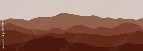 Mountain Vector Art. Sun is behind the mountains. Background for website. Poster, banner.  Desert color.