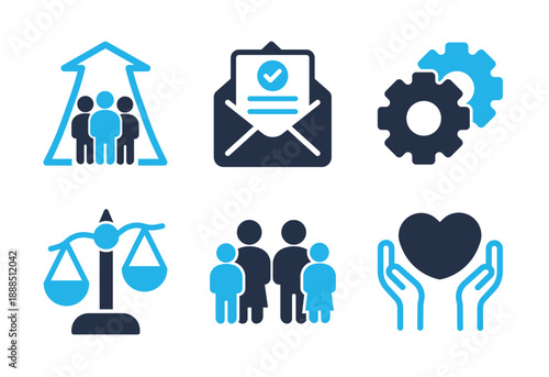 Asasi	Family Welfare and Human Rights icon set. Solid glyph series icons