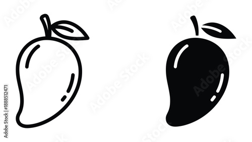 Simple line art illustration of two mangoes