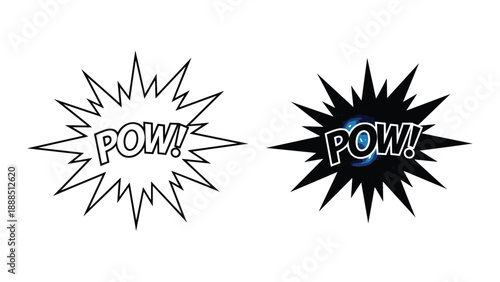 Comic book style pow text in starburst shapes