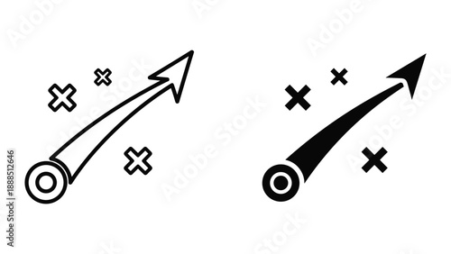 Rocket launching with stars and crosses