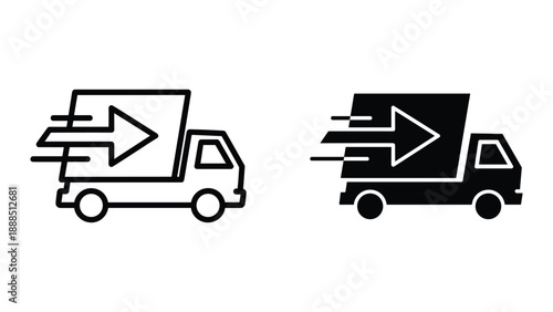 Delivery truck icons with arrow symbols