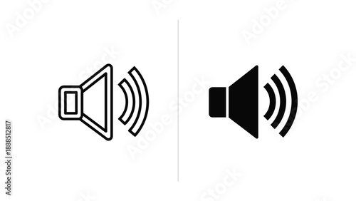 Speaker icon design variations on white background