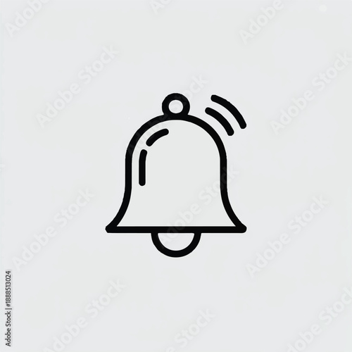 Minimalist notification bell icon for alerts and communication, clean vector design