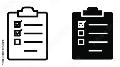 Clipboard with checklist icon in two different styles