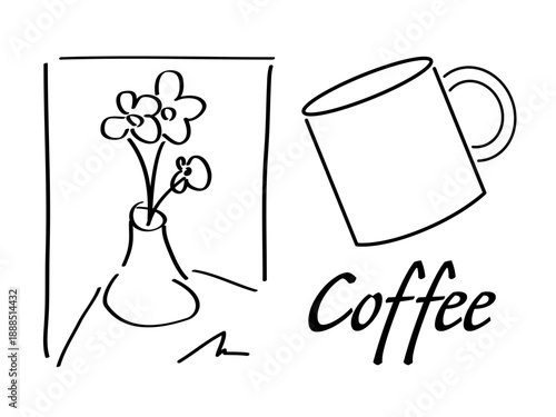 コーヒーショップのロゴや看板に