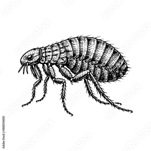 Flea parasite engraving illustration