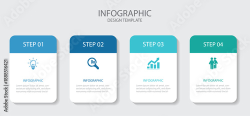 Creative concept for infographic with 4 steps, options, parts or processes.  Vector illustration. 