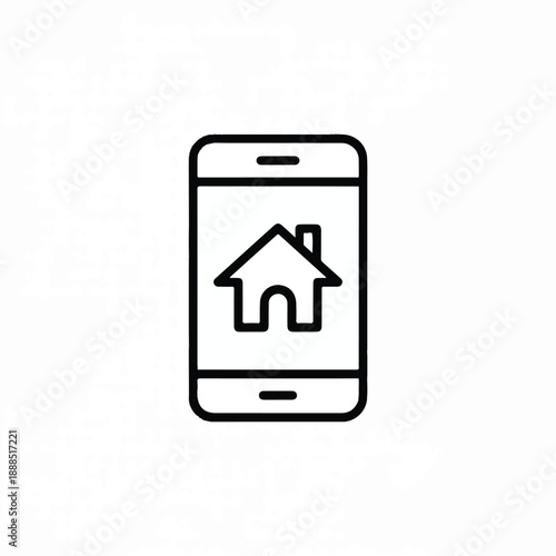 Single outline style mobile app home icon, a minimalist symbol for the main page in clean design