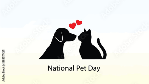 A dog and cat share affection for national pet day silhouette