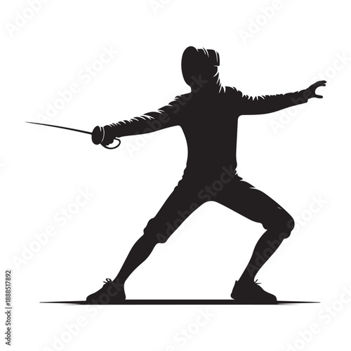 Fencer in Action with Sword Symbol illustration concept design set collection