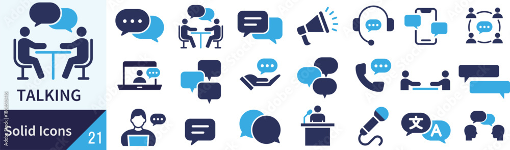 Obraz premium ベクターの会話に関するシルエットアイコンセット 