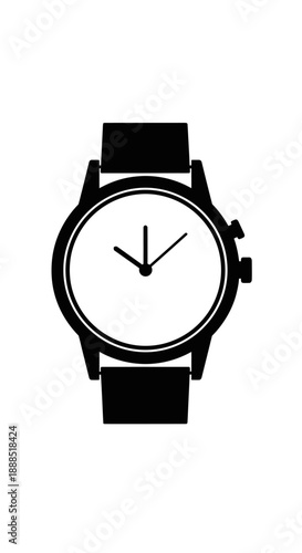 Black Silhouette of a Wristwatch with White Face.
