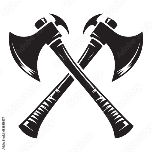 Crossed black battle axes vector illustration