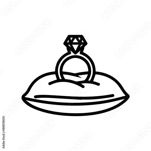 Engagement ring on pillow Vector