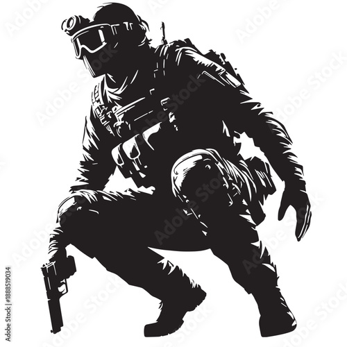 Black Urban Exploration Silhouette Silhouette Vector, High Quality Illustration on White Background