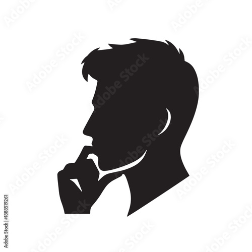 Black thinking Silhouette Silhouette Vector, High Quality Illustration on White Background