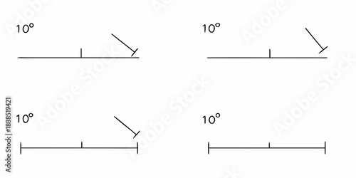 Diagram illustrating angles of refraction with light rays and horizontal lines