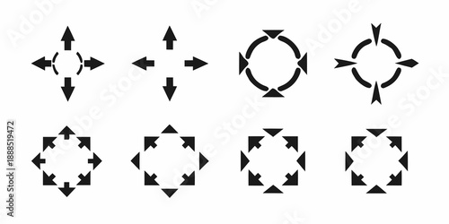 Black arrow symbols demonstrating cyclical and directional movement patterns