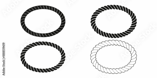 Four circular rope designs in black and white arranged in a grid