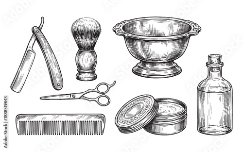 Barber Shop Tools and Grooming Accessories Set
