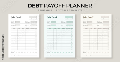 Debt Payoff Planner Template – Printable Tracker for Managing and Tracking Debt Payments