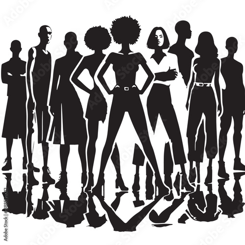 Black Visuals promoting inclusivity and non-binary representation Silhouette Silhouette Vector, High Quality Illustration on White Background