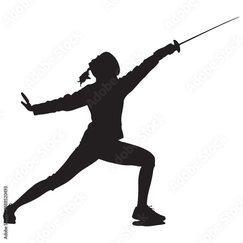 Fencer in Action with Sword Symbol illustration concept design set collection