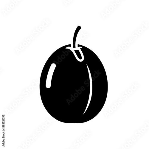 A single black plum isolated on white background, Vector