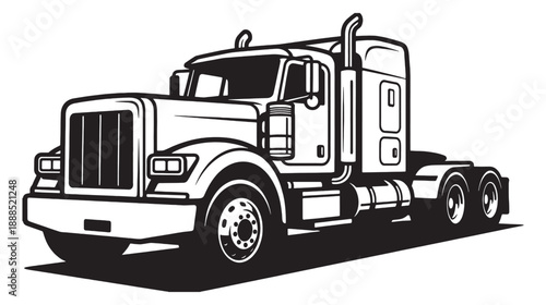 Classic American Semi Truck Head Vector Illustration