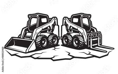 skid steer loaders vector illustration
