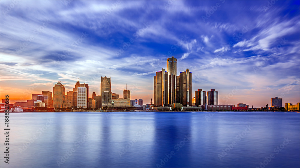 Fototapeta premium Detroit CBD from Windsor, Ontario
