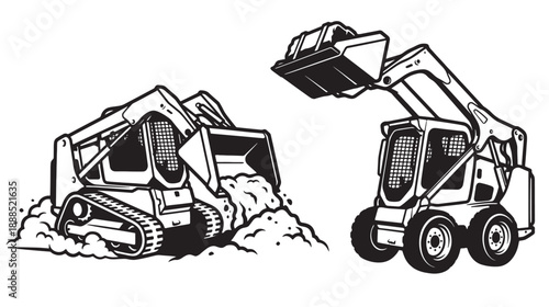 Skid Steer Loader Construction Vehicle Vector Illustration