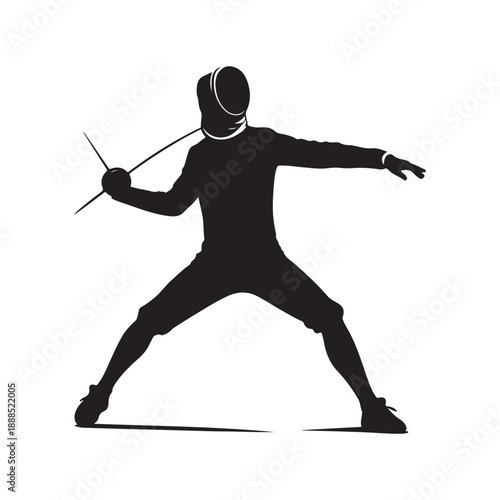 Fencer in Action with Sword Symbol illustration concept design set collection