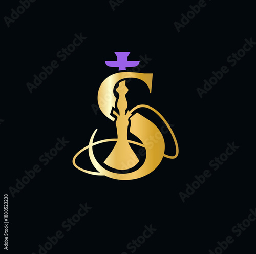 Letter S Logo with Hookah Lounge Concept