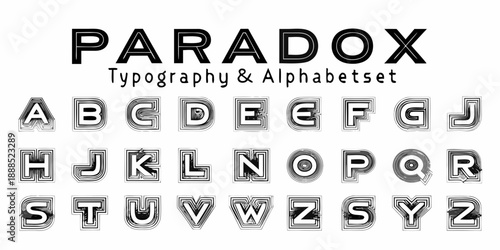 Paradox typography and alphabetset displayed with unique letter designs