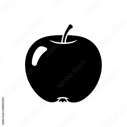 A single black apple isolated on white background, Vector