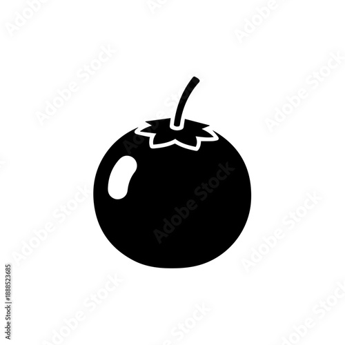 Black tomato with stem isolated on white background, Vector
