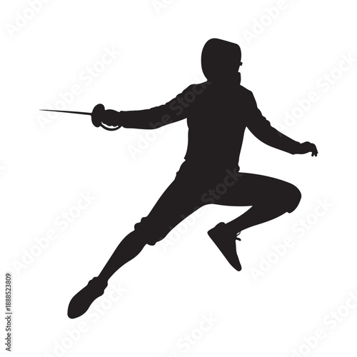 Fencer in Action with Sword Symbol illustration concept design set collection