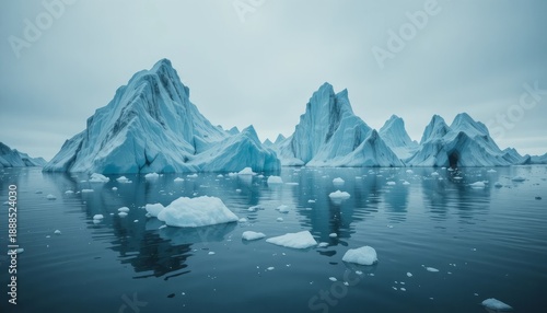 Wallpaper Mural Icebergs floating in the ocean on a gloomy day with cloudy sky Torontodigital.ca