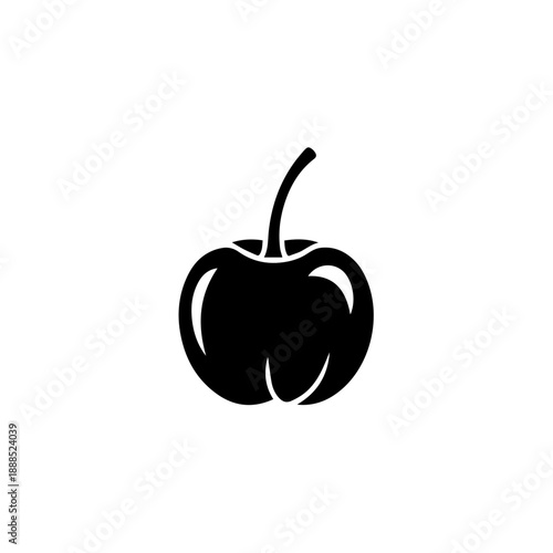 Single black cherry isolated on white background, Vector