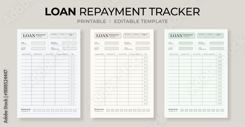 Loan Repayment Tracker Template – Printable Planner for Managing and Tracking Loan Payments