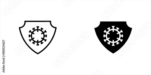 Shield virus icon set, for mobile concept and web design.  vector illustration on white background, eps10.