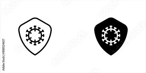 Shield virus icon set, for mobile concept and web design.  vector illustration on white background, eps10.