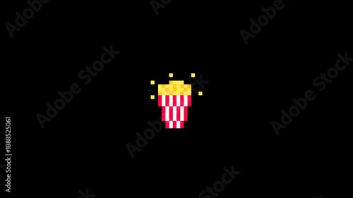 ドット絵の小さい食べ物アイコン,透過背景,ポップコーン